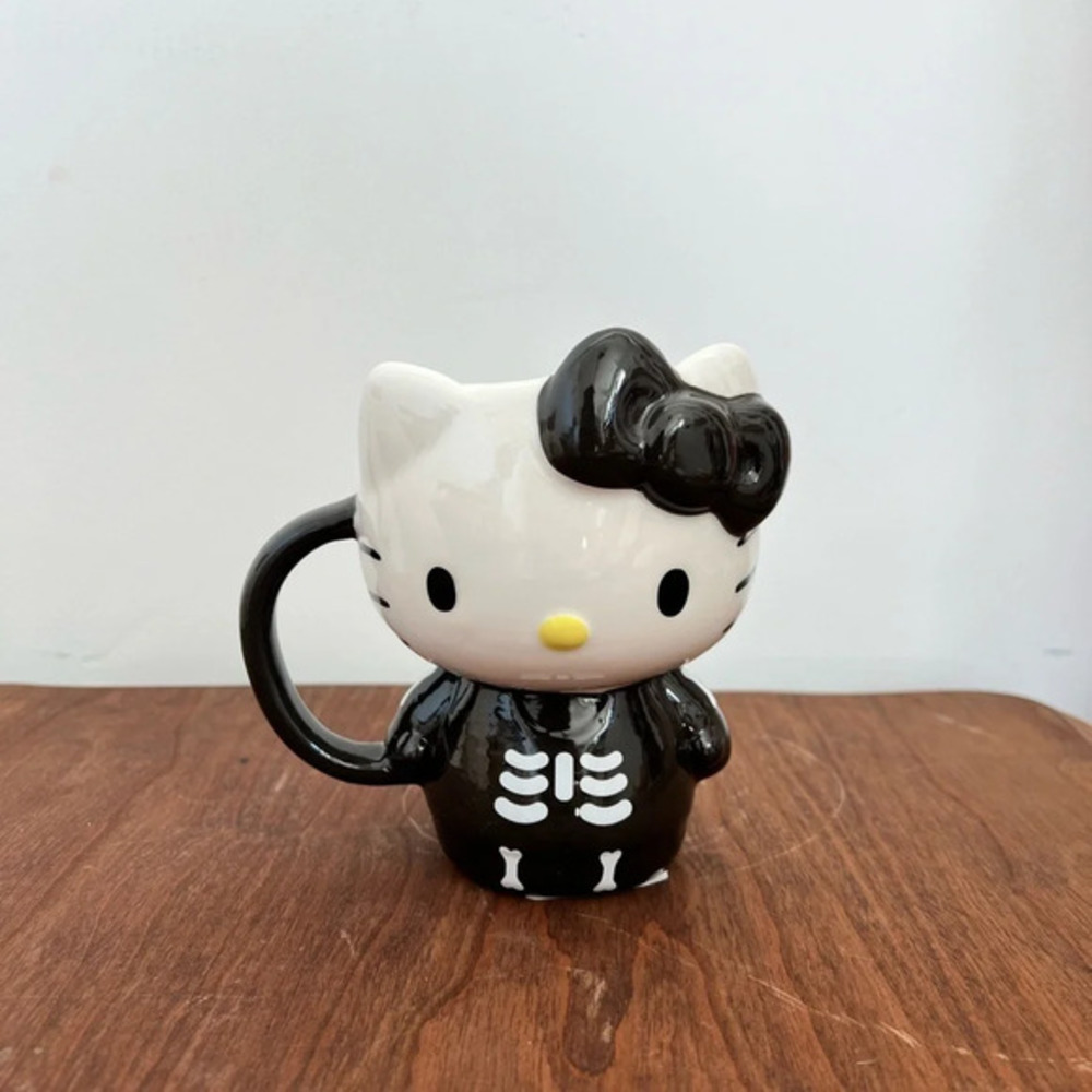 Hello Kitty Black Skeleton Mug NWT